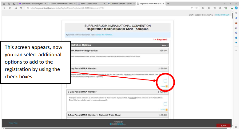 pick registration optoins